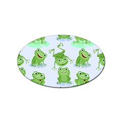 Cute Green Frogs Seamless Pattern Sticker (oval)