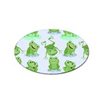 Cute Green Frogs Seamless Pattern Sticker (Oval) Front