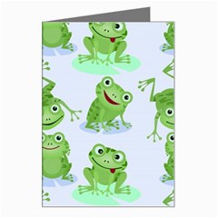 Cute Green Frogs Seamless Pattern Greeting Card