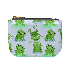 Cute Green Frogs Seamless Pattern Mini Coin Purse