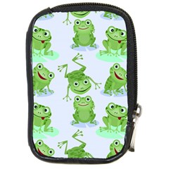 Cute Green Frogs Seamless Pattern Compact Camera Leather Case