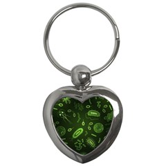 Bacteria Virus Seamless Pattern Inversion Key Chain (heart) by Ravend