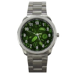 Bacteria Virus Seamless Pattern Inversion Sport Metal Watch by Ravend