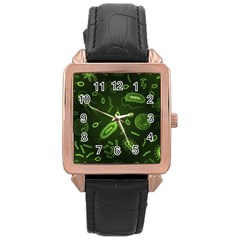 Bacteria Virus Seamless Pattern Inversion Rose Gold Leather Watch  by Ravend