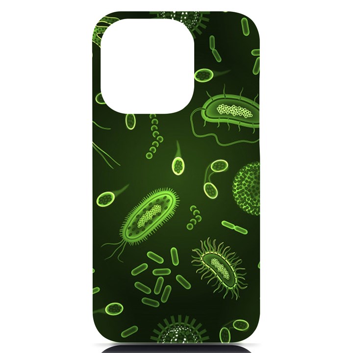 Bacteria Virus Seamless Pattern Inversion iPhone 14 Pro Black UV Print Case