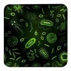 Bacteria Virus Seamless Pattern Inversion Square Glass Fridge Magnet (4 Pack) by Ravend