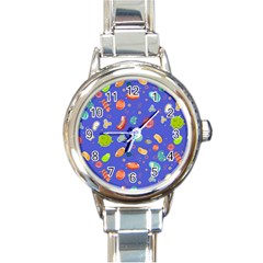 Virus Seamless Pattern Round Italian Charm Watch