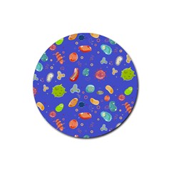 Virus Seamless Pattern Rubber Round Coaster (4 Pack) by Ravend