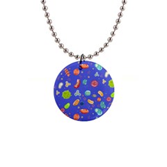 Virus Seamless Pattern 1  Button Necklace by Ravend