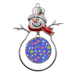 Virus Seamless Pattern Metal Snowman Ornament