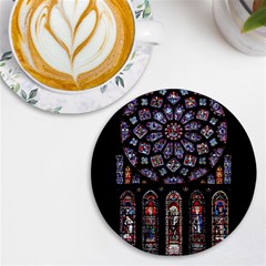 Photos Chartres Rosette Cathedral Uv Print Round Tile Coaster by Bedest