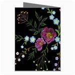 Embroidery Trend Floral Pattern Small Branches Herb Rose Greeting Card Right