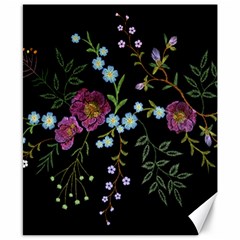 Embroidery Trend Floral Pattern Small Branches Herb Rose Canvas 8  x 10 