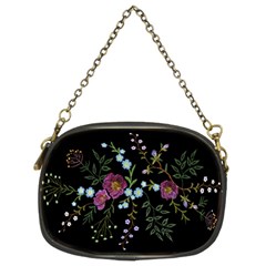 Embroidery Trend Floral Pattern Small Branches Herb Rose Chain Purse (Two Sides)