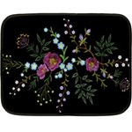 Embroidery Trend Floral Pattern Small Branches Herb Rose Two Sides Fleece Blanket (Mini) 35 x27  Blanket Front