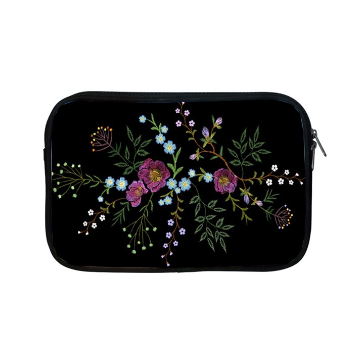 Embroidery Trend Floral Pattern Small Branches Herb Rose Apple iPad Mini Zipper Cases