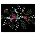 Embroidery Trend Floral Pattern Small Branches Herb Rose Two Sides Premium Plush Fleece Blanket (Small) 50 x40  Blanket Front