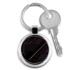 Gradient Geometric Shapes Dark Background Key Chain (round) by Apen