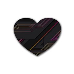 Gradient Geometric Shapes Dark Background Rubber Coaster (heart) by Apen