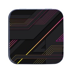 Gradient Geometric Shapes Dark Background Square Metal Box (black) by Apen