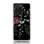 Embroidery Trend Floral Pattern Small Branches Herb Rose Samsung Galaxy S20 Ultra 6.9 Inch TPU UV Case Front