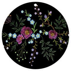 Embroidery Trend Floral Pattern Small Branches Herb Rose Uv Print Acrylic Ornament Round by Apen