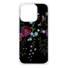 Embroidery Trend Floral Pattern Small Branches Herb Rose Iphone 14 Pro Tpu Uv Print Case by Apen