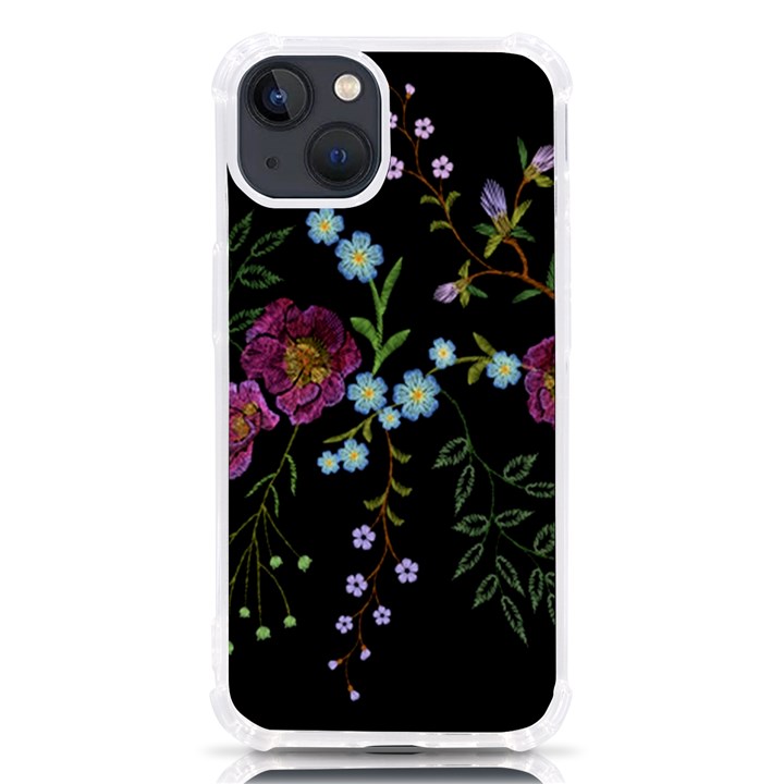 Embroidery Trend Floral Pattern Small Branches Herb Rose iPhone 13 TPU UV Print Case