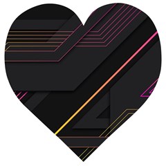 Gradient Geometric Shapes Dark Background Wooden Puzzle Heart by Apen