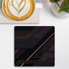 Gradient Geometric Shapes Dark Background Uv Print Square Tile Coaster  by Apen