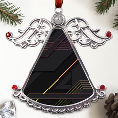 Gradient Geometric Shapes Dark Background Metal Angel With Crystal Ornament by Apen