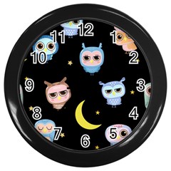 Cute Art Print Pattern Wall Clock (black) by Apen