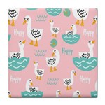 Cute Owl Doodles With Moon Star Seamless Pattern Tile Coaster Front