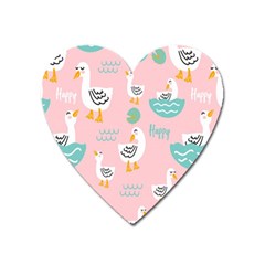 Cute Owl Doodles With Moon Star Seamless Pattern Heart Magnet