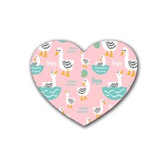 Cute Owl Doodles With Moon Star Seamless Pattern Rubber Heart Coaster (4 Pack) by Apen