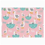 Cute Owl Doodles With Moon Star Seamless Pattern Large Glasses Cloth (2 Sides) Front