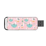 Cute Owl Doodles With Moon Star Seamless Pattern Portable USB Flash (One Side) Front