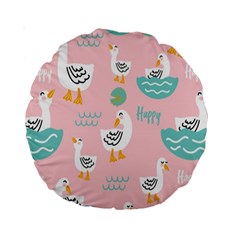 Cute Owl Doodles With Moon Star Seamless Pattern Standard 15  Premium Round Cushions by Apen