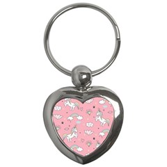 Cute Unicorn Seamless Pattern Key Chain (heart) by Apen