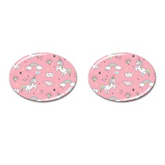 Cute Unicorn Seamless Pattern Cufflinks (oval) by Apen