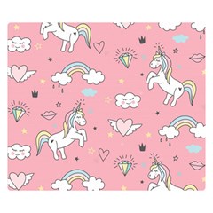 Cute Unicorn Seamless Pattern Premium Plush Fleece Blanket (small) by Apen