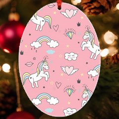 Cute Unicorn Seamless Pattern Uv Print Acrylic Ornament Oval