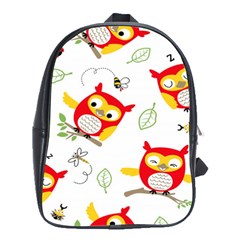 Seamless Pattern Vector Owl Cartoon With Bugs School Bag (large) by Apen