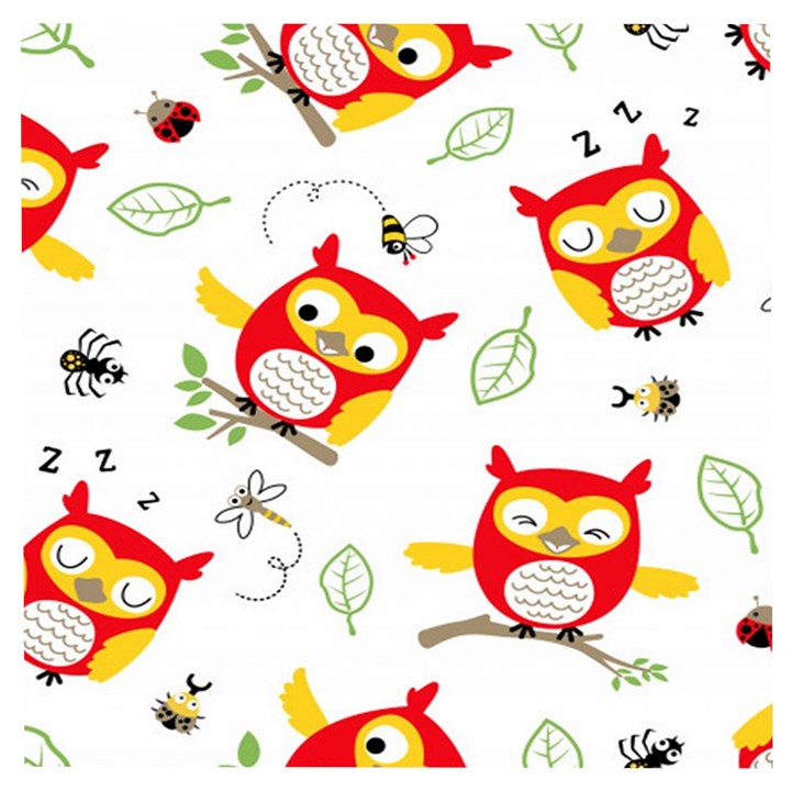 Seamless Pattern Vector Owl Cartoon With Bugs Wooden Puzzle Square