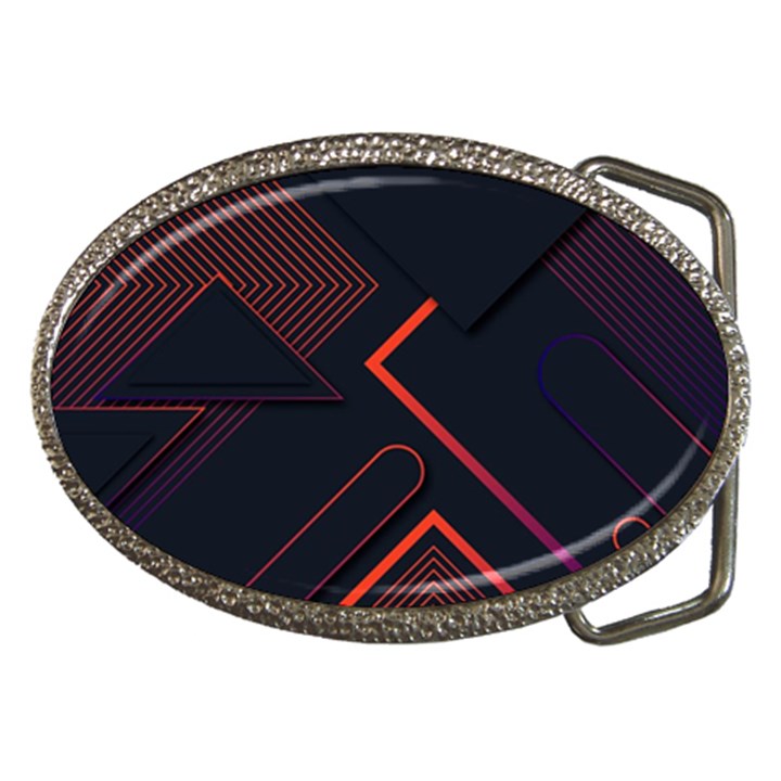 Gradient Geometric Shapes Dark Background Design Belt Buckles