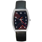 Gradient Geometric Shapes Dark Background Design Barrel Style Metal Watch Front