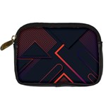 Gradient Geometric Shapes Dark Background Design Digital Camera Leather Case Front