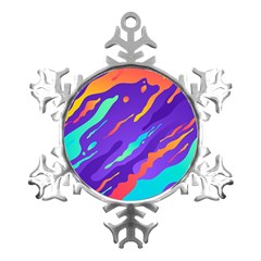 Multicolored Abstract Background Metal Small Snowflake Ornament