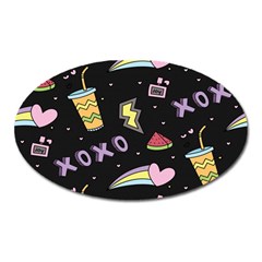 Cute Girl Things Seamless Background Oval Magnet by Apen