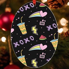 Cute Girl Things Seamless Background Uv Print Acrylic Ornament Oval